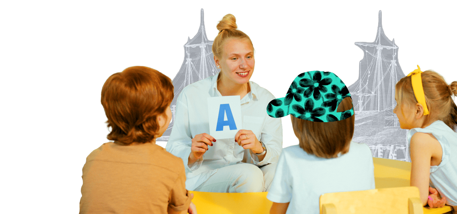 Educators with children in classroom